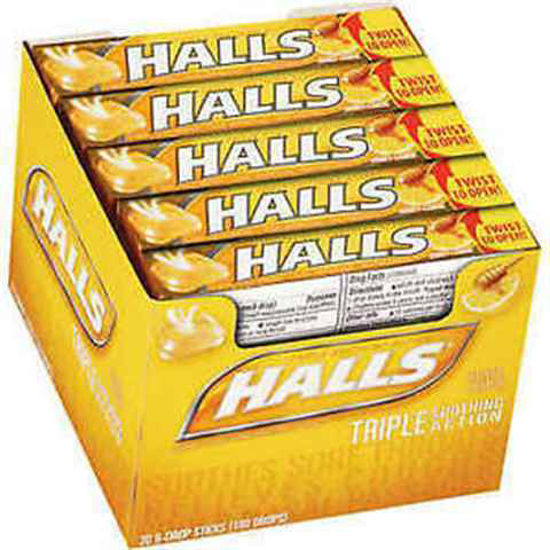 Picture of HALLS COUGH DROPS HONEY LEMON SUGAR FREE 20CT