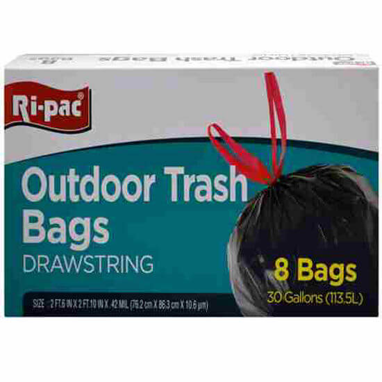 Picture of RI PAC OUTDOOR BLACK TRASH BAGS 30GALLON 8CT