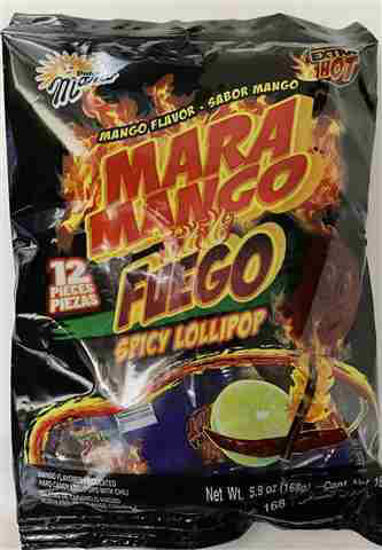 Picture of DULCE MARA MANGO FUEGO SPICY LOLLIPOP 12CT