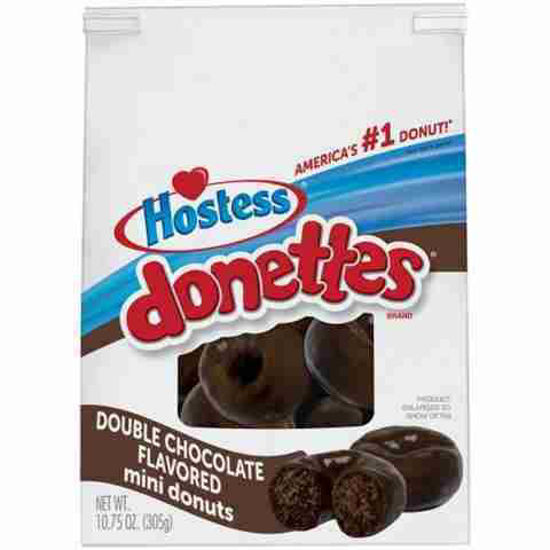 Picture of HOSTESS DONETTES DOUBLE CHOCOLATE FLAVOURED MINI DONUT BAG 10.75OZ