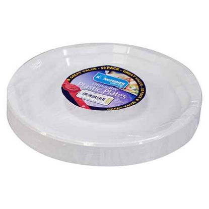 Picture of PARTY WORLD 10 INCH PLASTIC PLATES WHITE 8CT