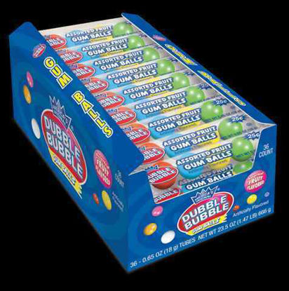 Picture of DUBBLE BUBBLE GUM BALLS ASSORTED FRUIT FLAVOUR 0.65OZ 36CT