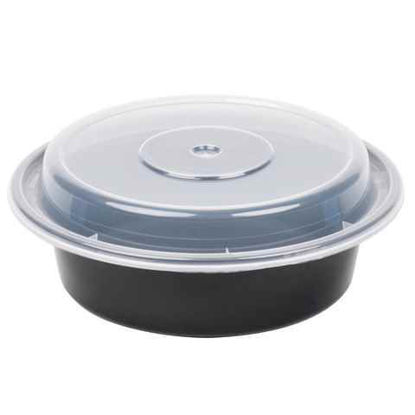 Picture of ROUND DELI CONTAINER COMBO BLACK 48OZ