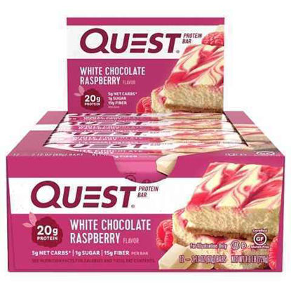 Picture of QUEST PROTEIN BAR WHITE CHOCOLATE RASPBERRY 2.12OZ 12CT