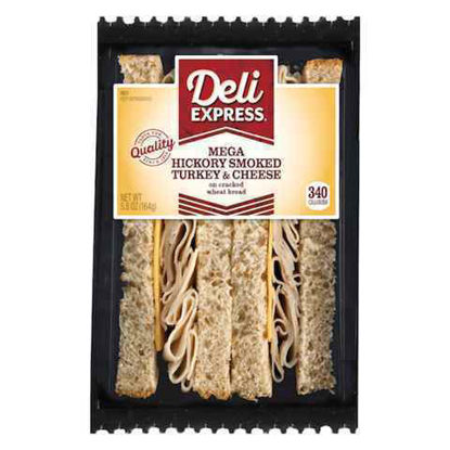 Picture of DELI EXPRESS MEGA HICKORY SMOKED WHITE TURKEY N CHEESE 5.8OZ