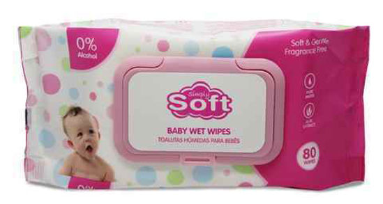 Picture of SIMPLY SOFT PINK BABY WET WIPES 80CT