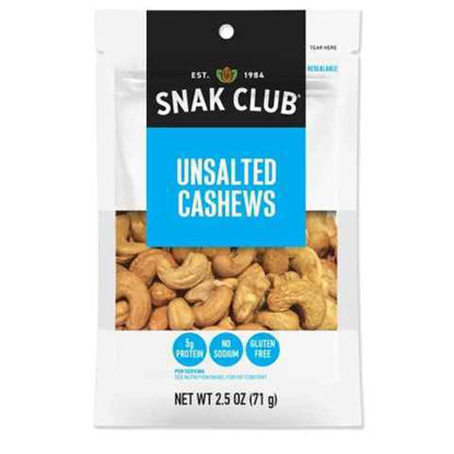 Picture of SNAK CLUB UNSALTED CASHEWS 2.5OZ