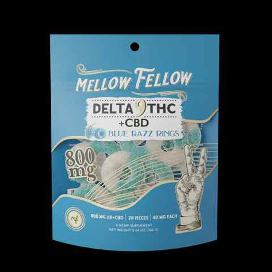 Picture of MELLOW FELLOW BLUE RAZZ RINGS DELTA 9 20PCS 800MG