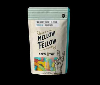 Picture of MELLOW FELLOW SOUR WORMS DELTA 8 THC GUMMIES 500MG