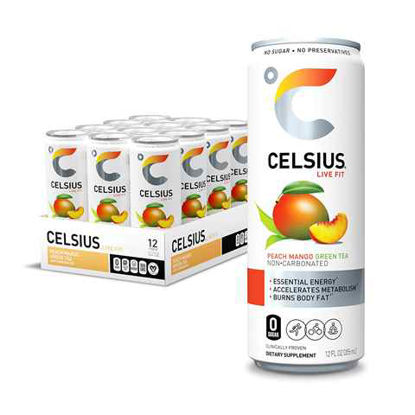 Picture of CELSIUS PEACH MANGO GREEN TEA 12OZ 12CT