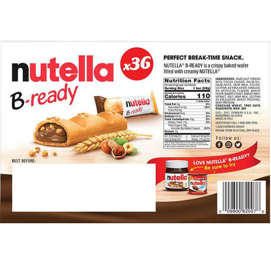 Picture of Nutella B-Ready Crispy Wafers. 0.7 oz. 36 ct