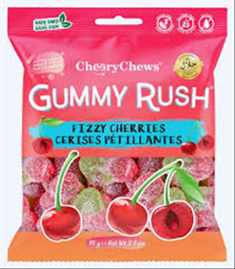 Picture of CHERRY CHEWS GUMMY RUSH FIZZY CHERRIES  3OZ