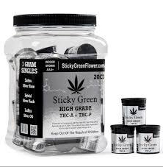 Picture of STICKY GREEN THC A 1 G FLOWER 20CT JAR 