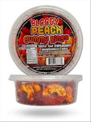 Picture of PARGA BLOODY PEACH GUMMY RINGS 7oz